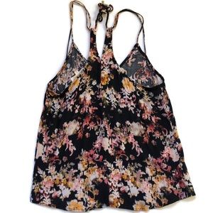 Lovestitch SIze Medium Black Strappy Floral Top